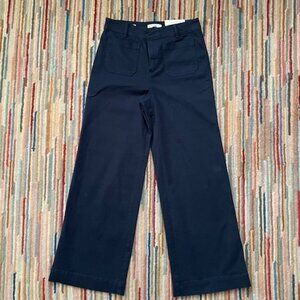 LOFT PALMER PANTS WOMENS SZ 8 NAVY BLUE WIDE LEG PATCH POCKETS, NEW WITH TAGS